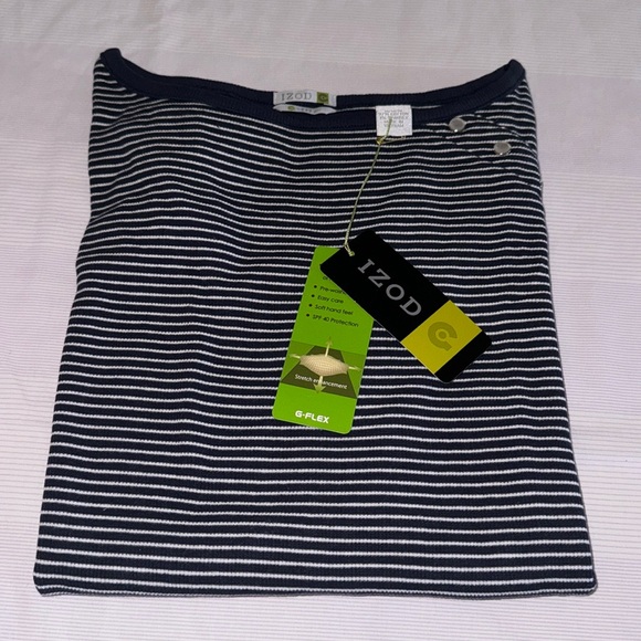 🏌️‍♀️🎾 NWT IZOD golf/tennis G-Flex SPF40 top blue white stripe M - Picture 10 of 11